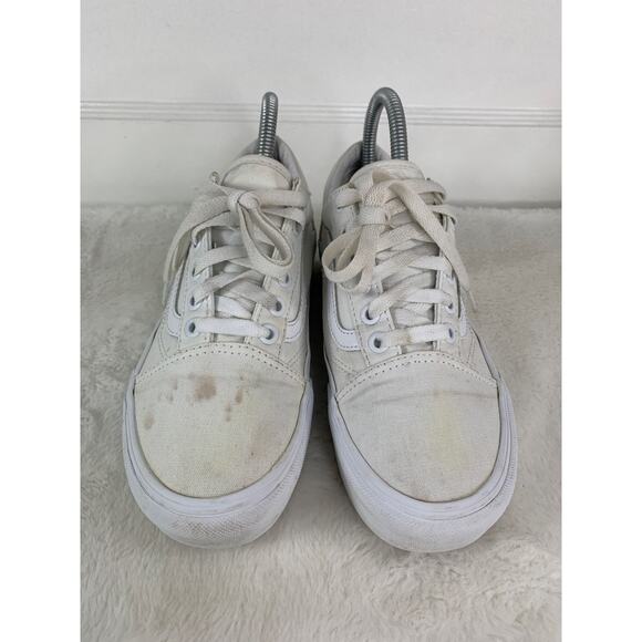 Vans Old Skool white Platform Shoes Women's Size 7 Canvas Sneakers - Picture 2 of 8